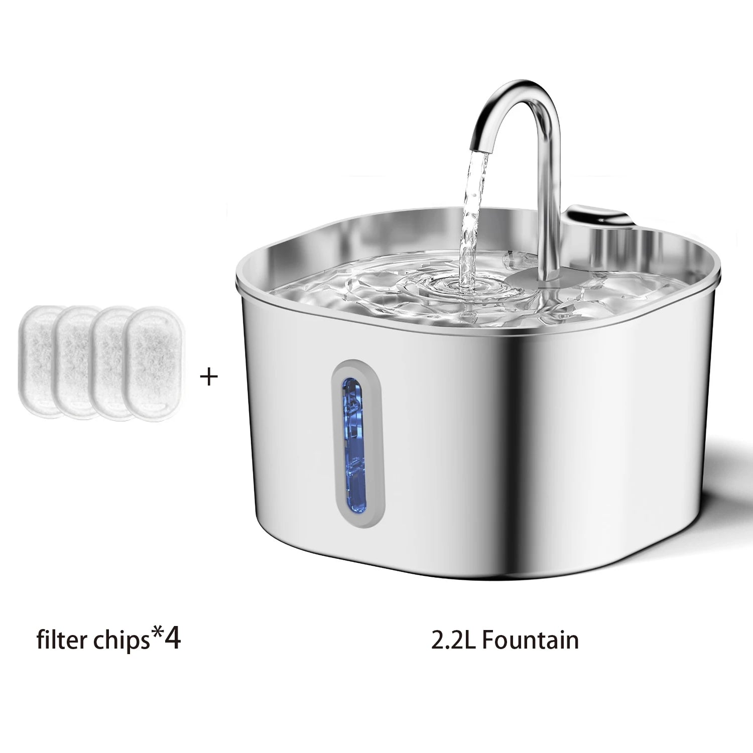 Furzori PureFlow 2.2L stainless steel pet fountain - product detail