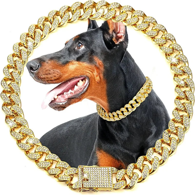 Furzori LuxeLink gold pet chain collar