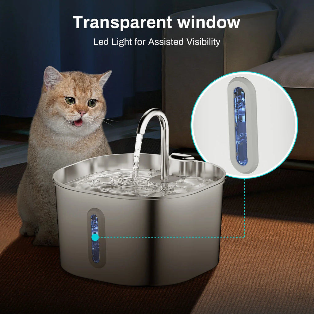 Furzori PureFlow 2.2L stainless steel pet fountain - product detail
